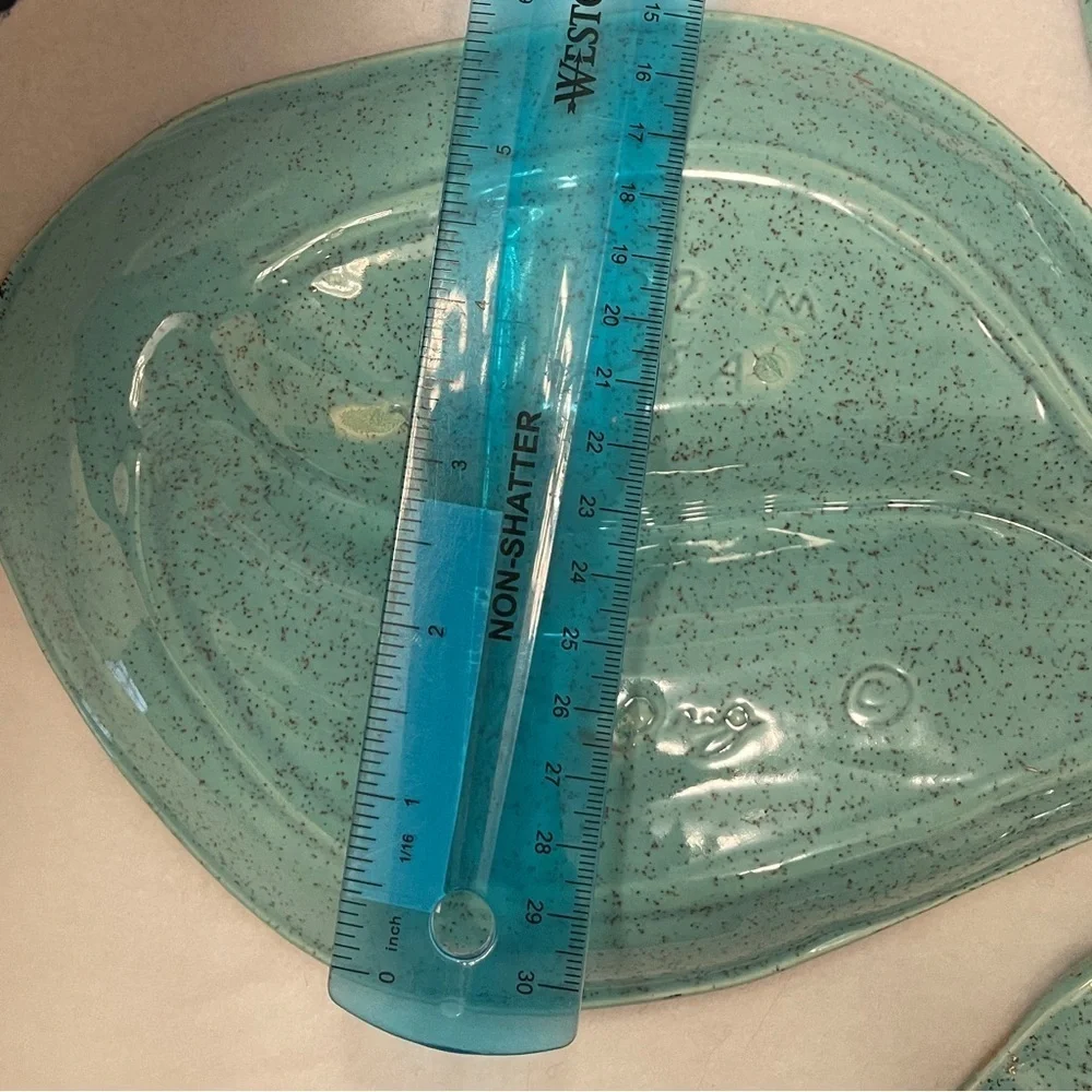 Vtg Rare Mid Century Ceramic Ashtrays (3) Calif Orig 902 USA Atomic Teal Green